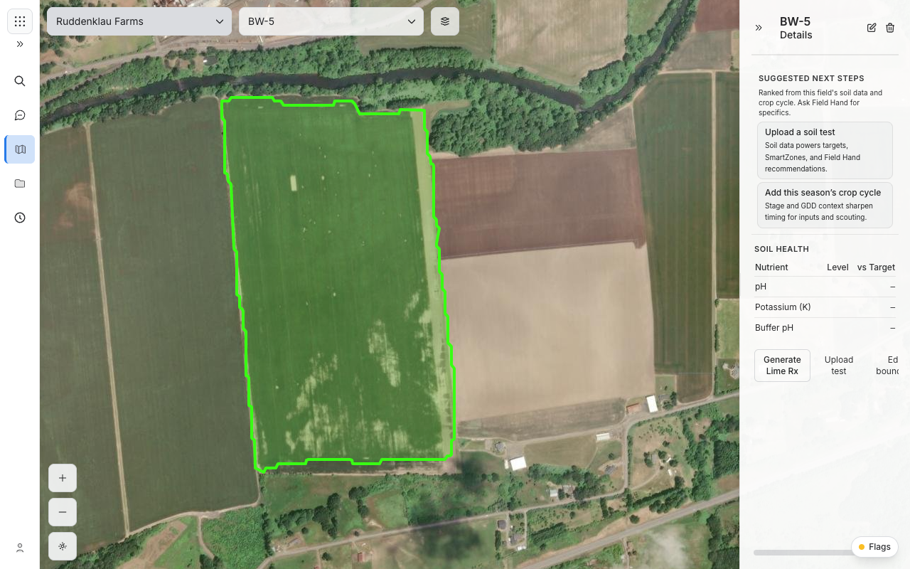 Field Log verifiable field history with satellite view