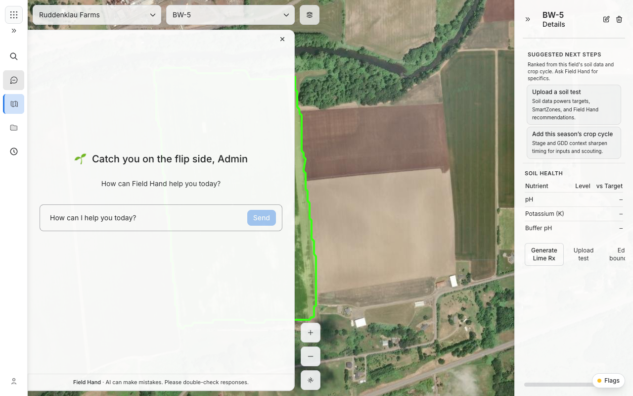 Field Hand AI agronomist conversation interface